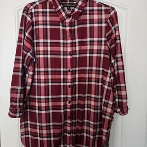 Almost Famous Burgundy Plaid Button Down Shirt